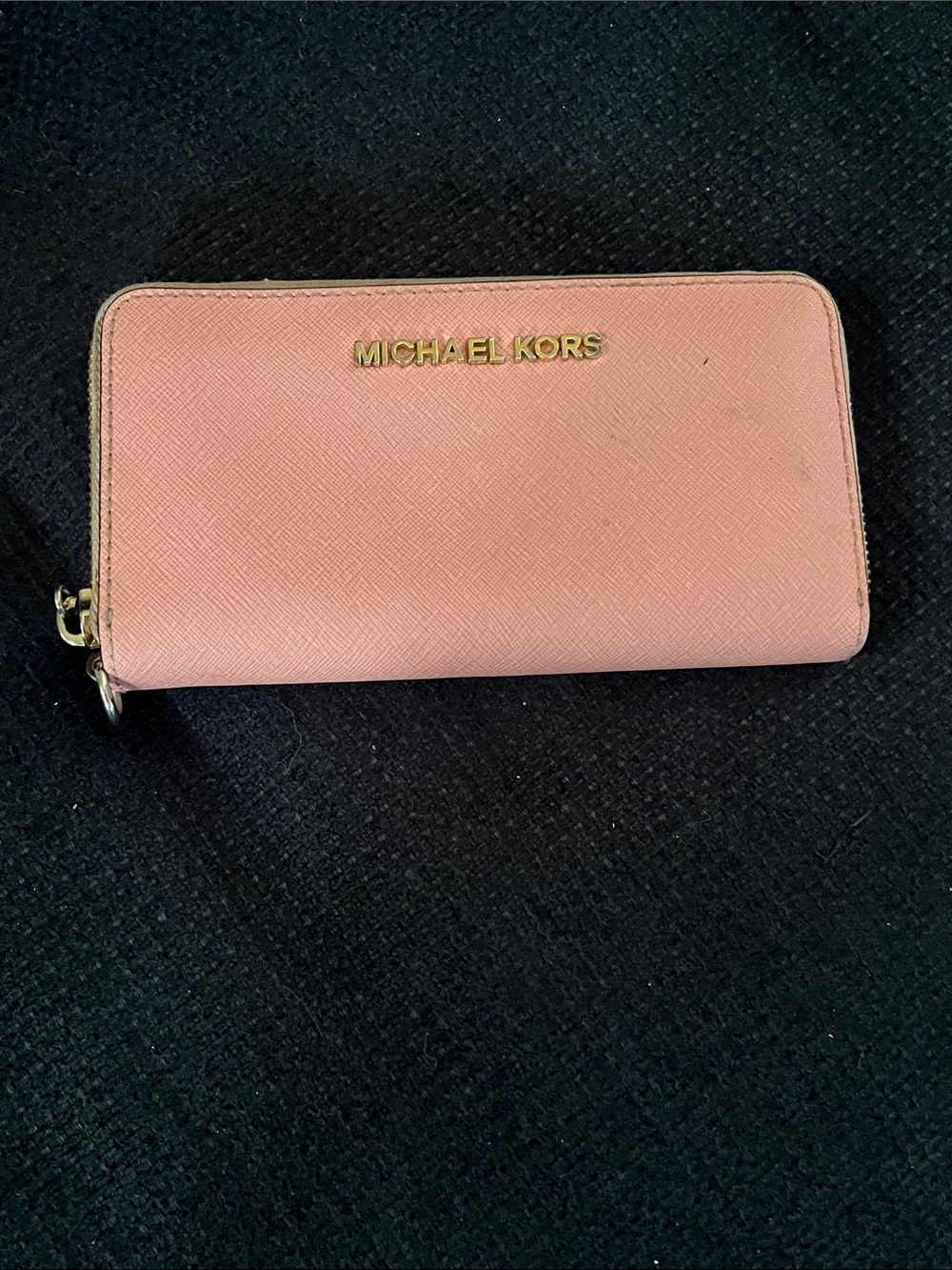 Michael Kors Blush Pink Zip-Around Wallet with Gold Logo